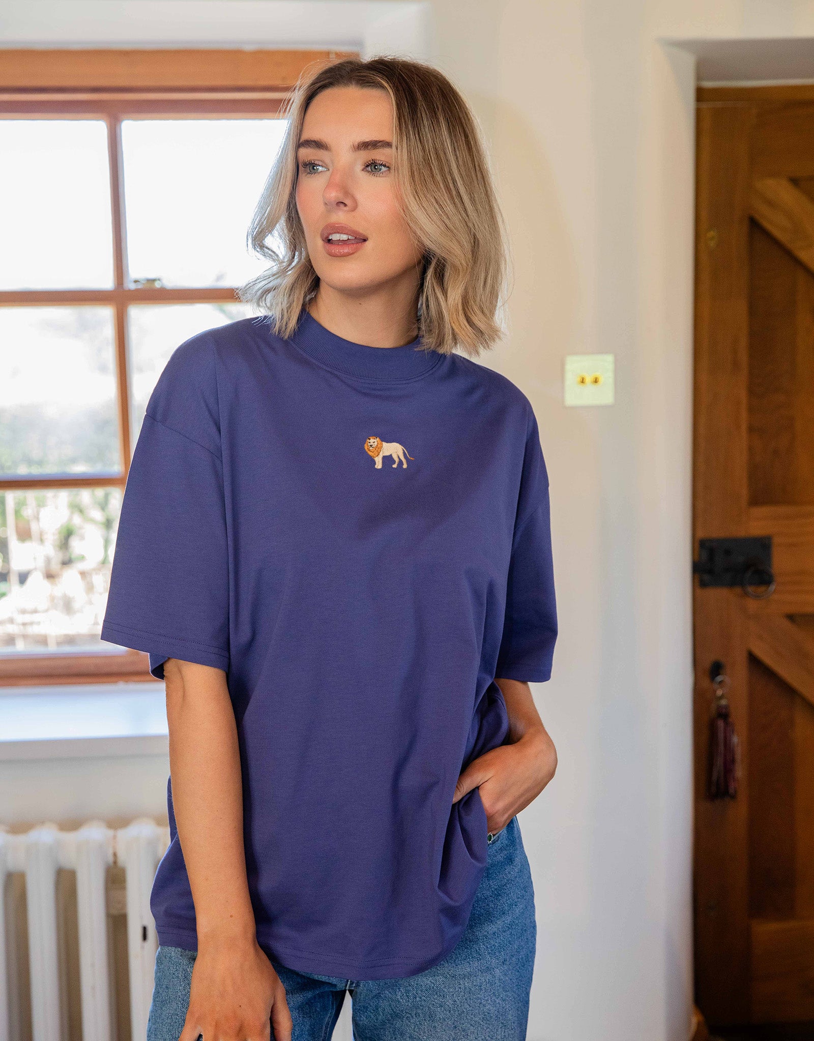 Lion Embroidered Unisex Oversized Tee