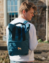 Lion Embroidered Fold-Top Backpack