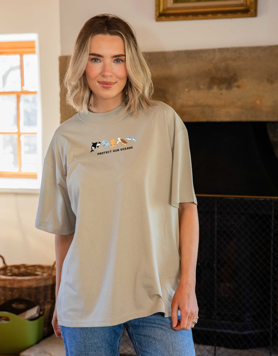 Protect Our Oceans Embroidered Unisex Oversized Tee