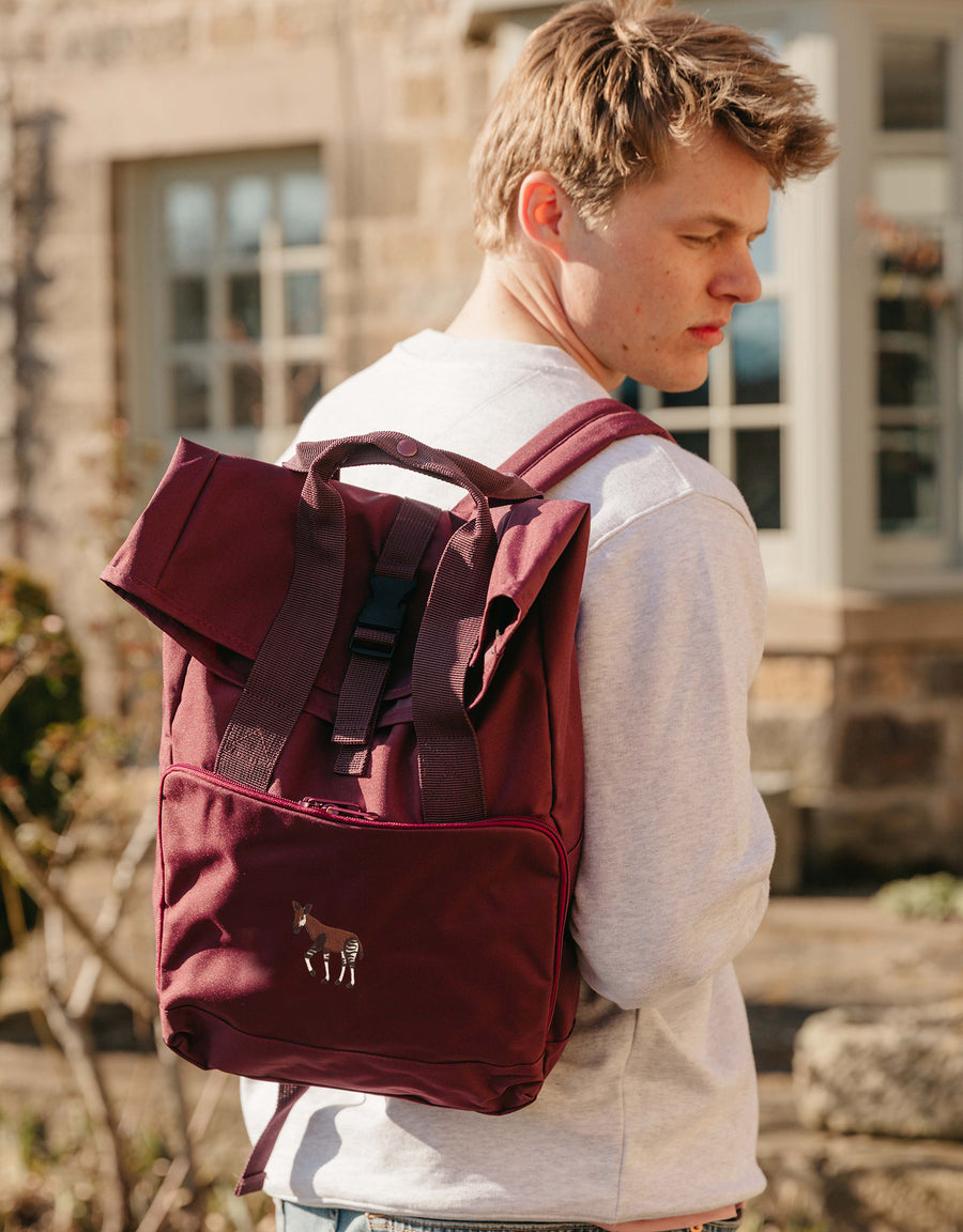 Okapi Embroidered Fold-Top Backpack