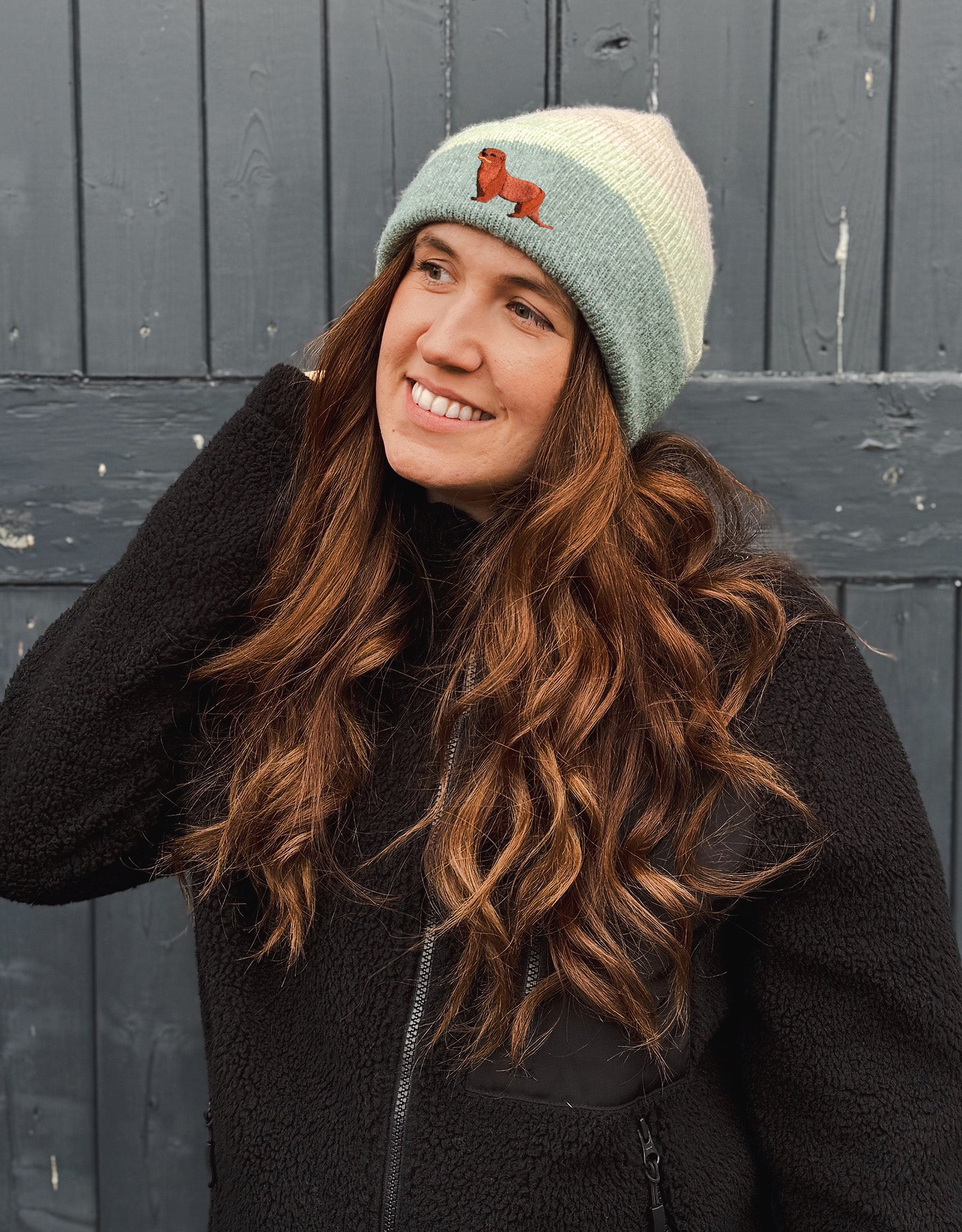 Otter Embroidered Tonal Beanie