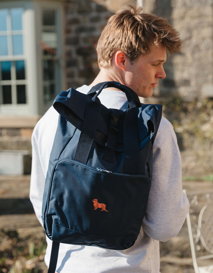 Otter Embroidered Fold-Top Backpack