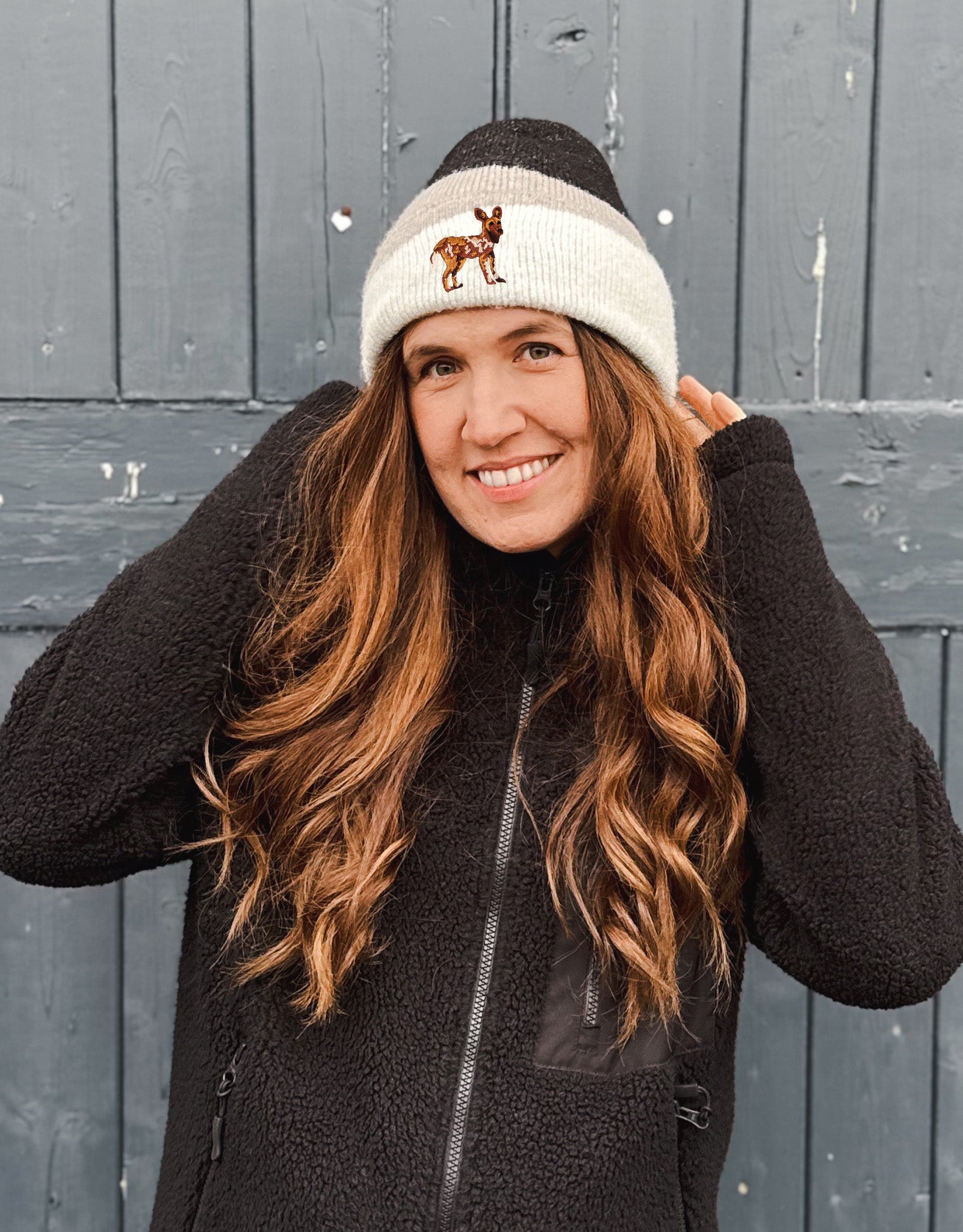 Painted Dog Embroidered Tonal Beanie