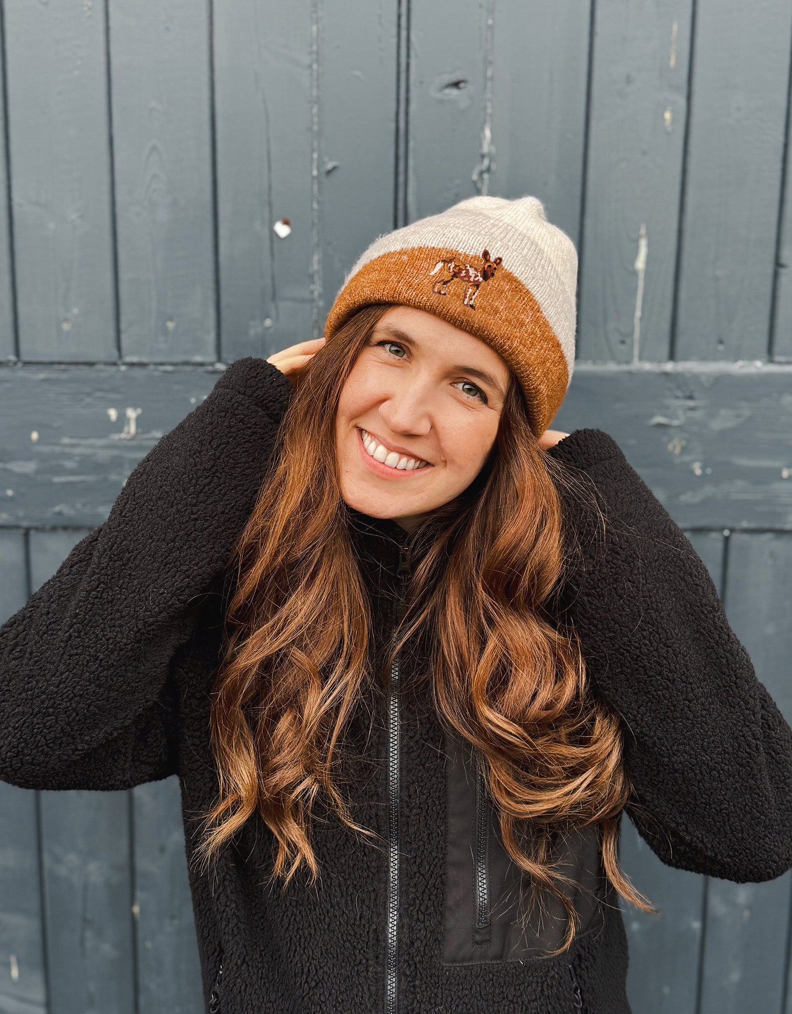 Painted Dog Embroidered Tonal Beanie