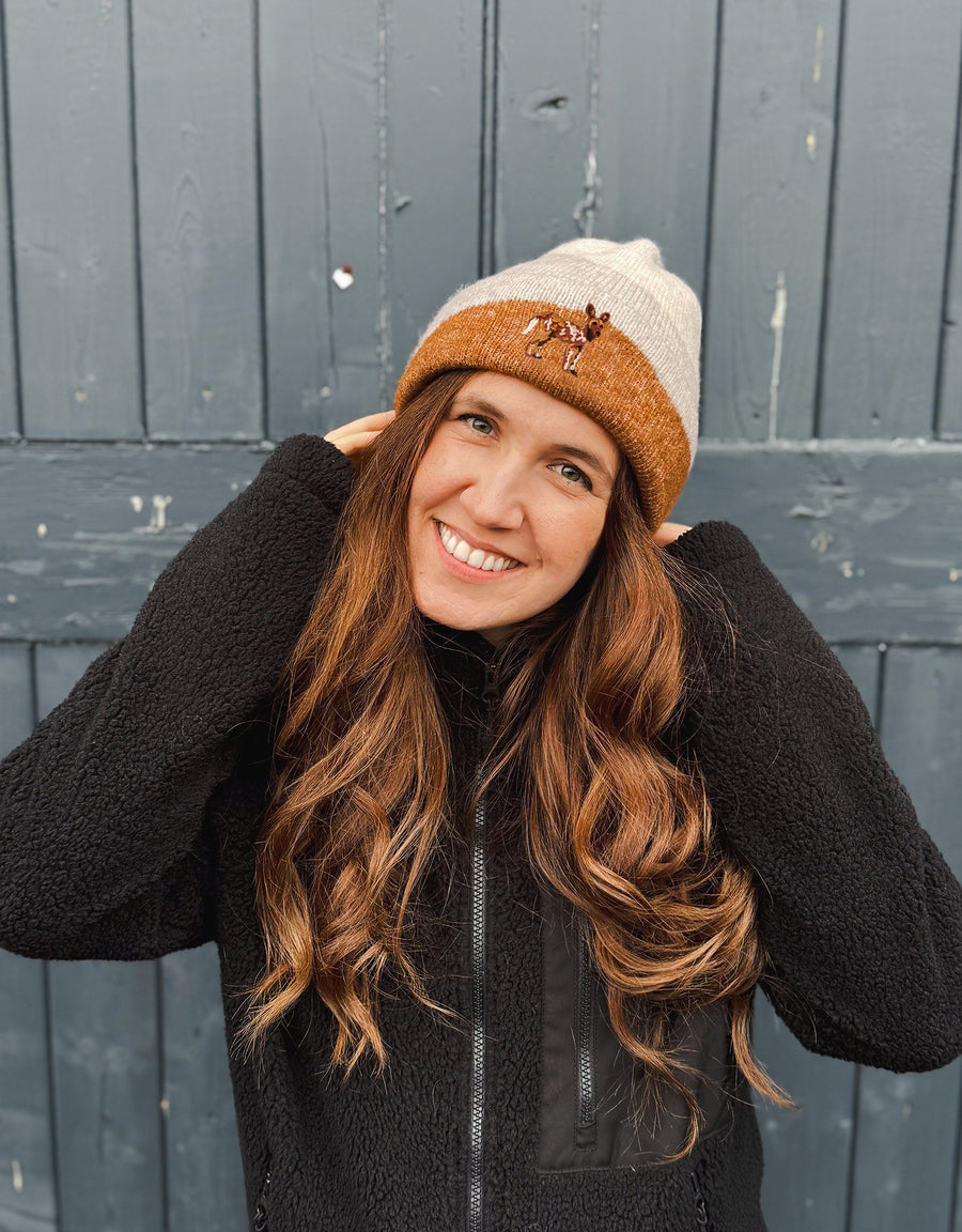Painted Dog Embroidered Tonal Beanie