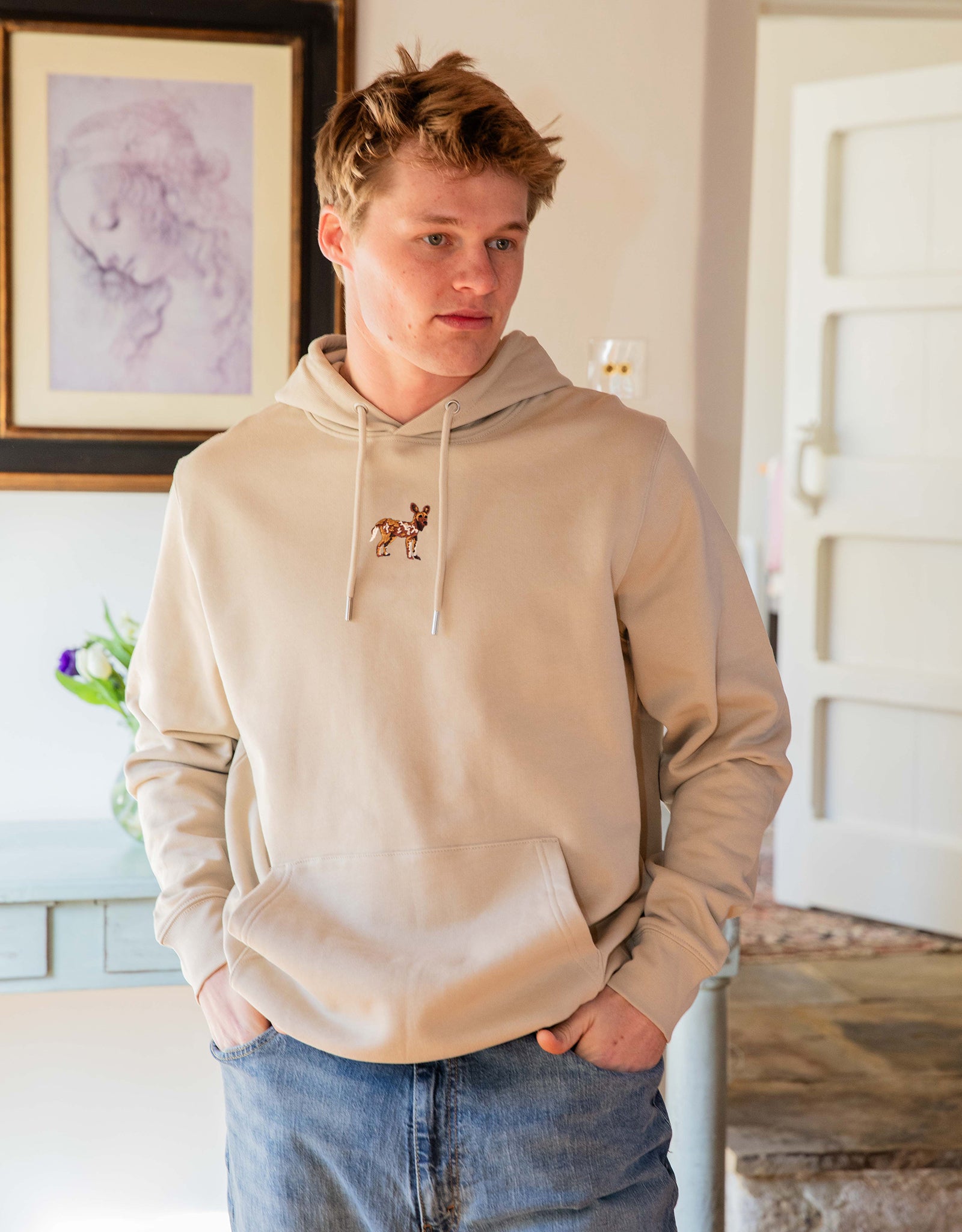 Painted Dog Embroidered Unisex Hoodie