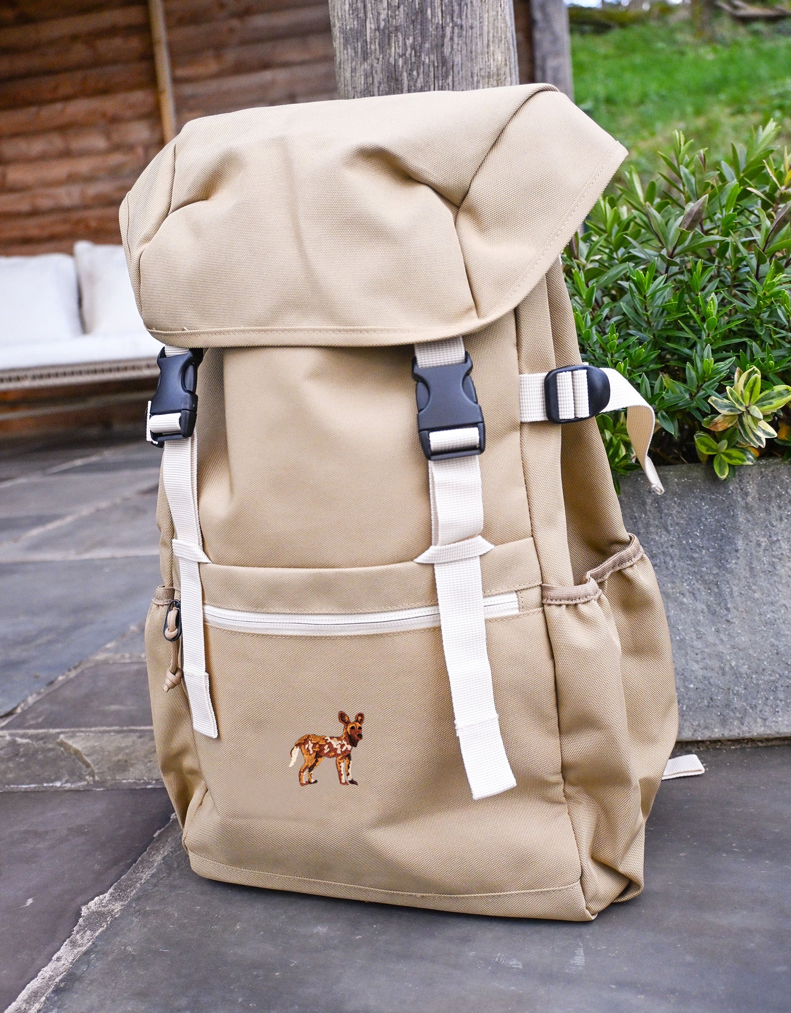 Painted Dog Embroidered Recycled Rucksack