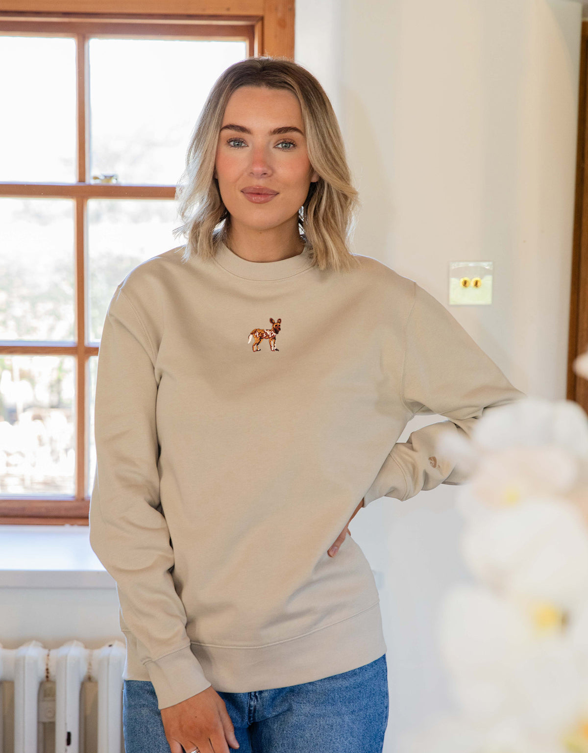 Painted Dog Embroidered Unisex Sweatshirt