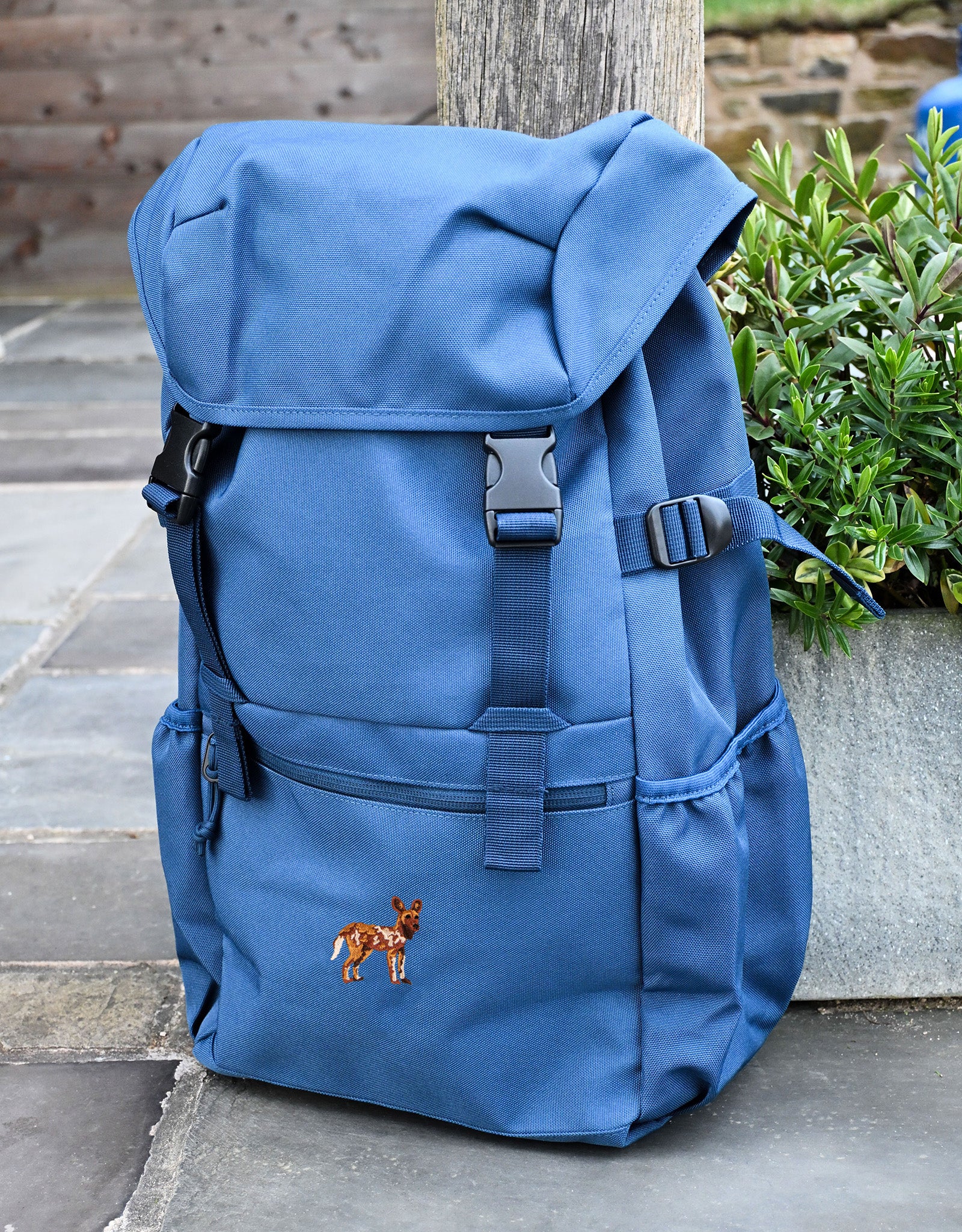 Painted Dog Embroidered Recycled Rucksack