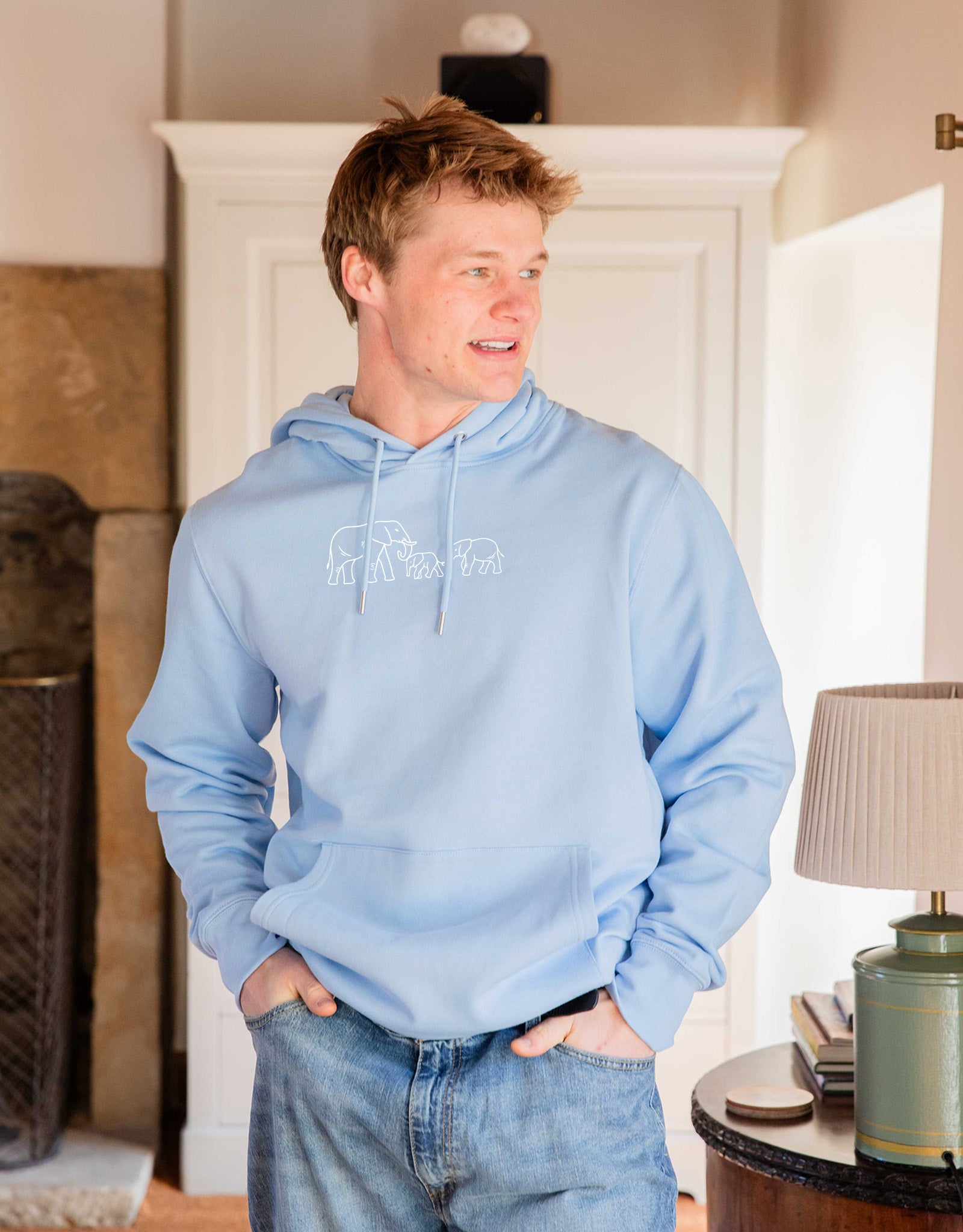 Family of Elephants Embroidered Unisex Hoodie