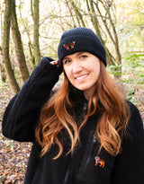 Peacock Butterfly Embroidered Beanie