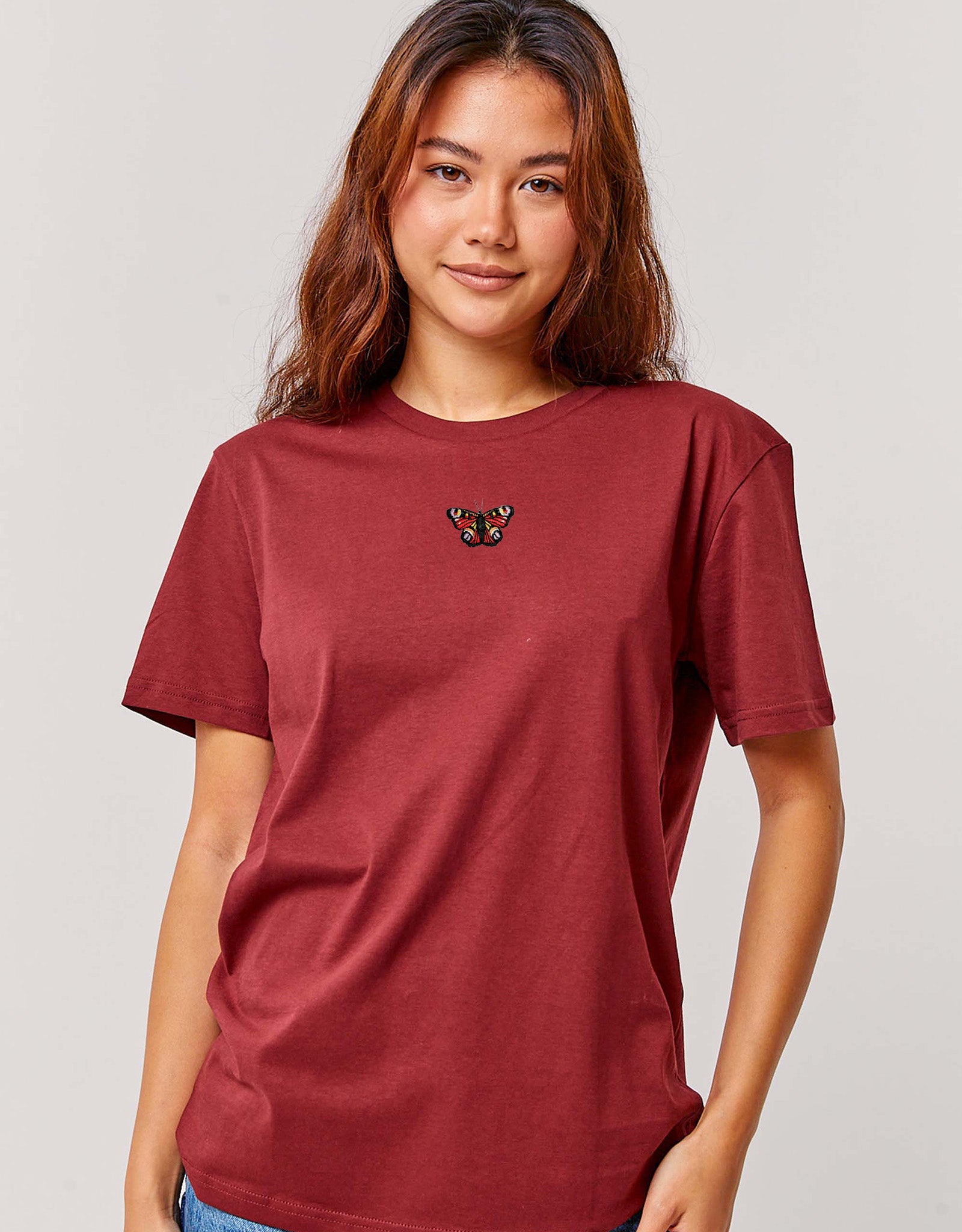 Peacock Butterfly Embroidered Unisex T-Shirt