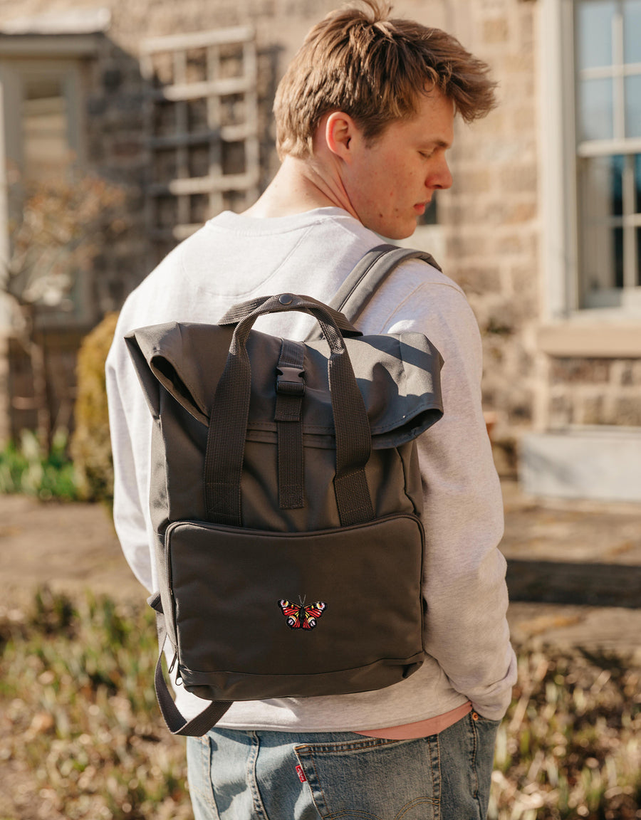 Peacock Butterfly Embroidered Fold-Top Backpack