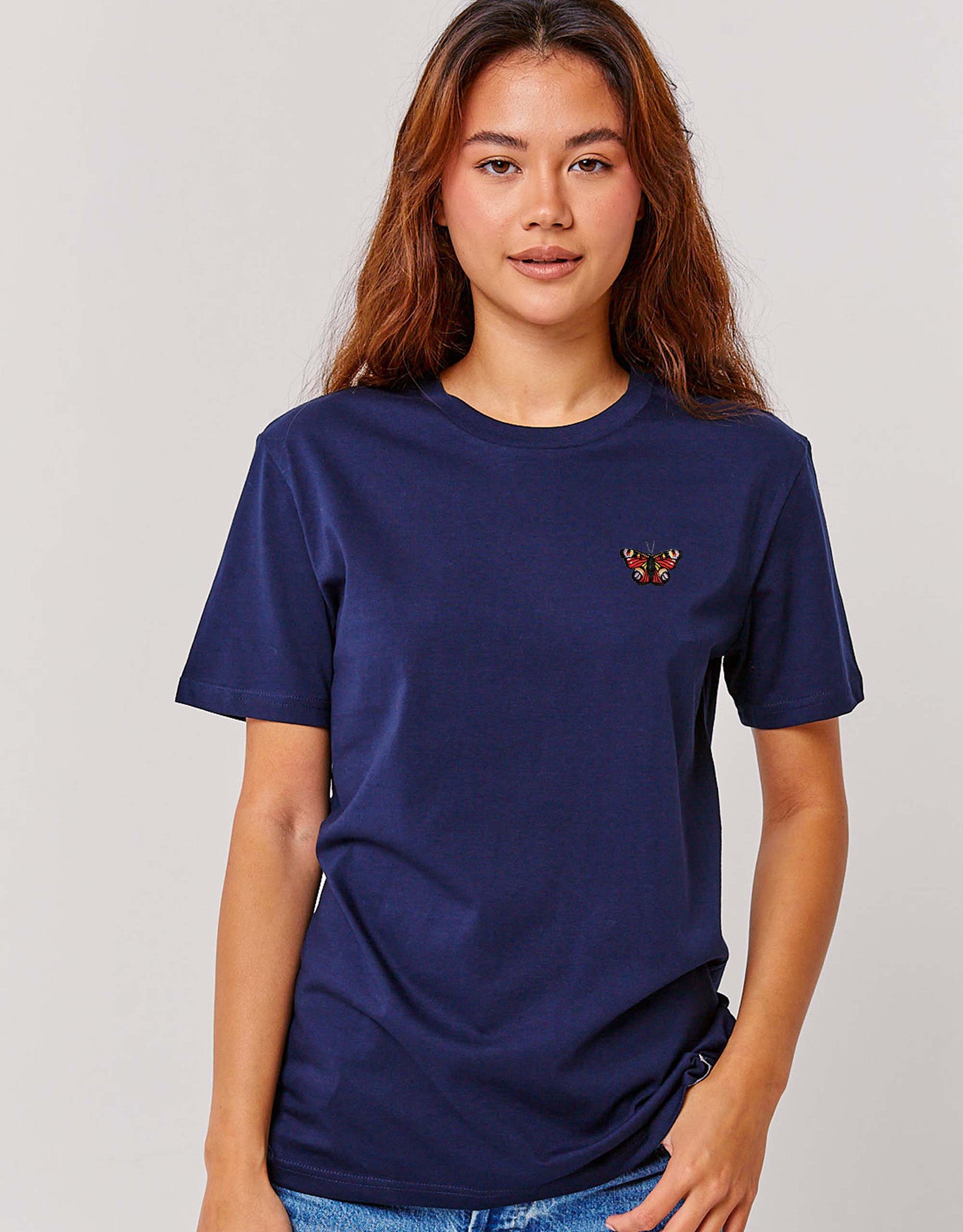 Peacock Butterfly Embroidered Unisex T-Shirt