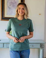 Peacock Butterfly Embroidered Unisex T-Shirt