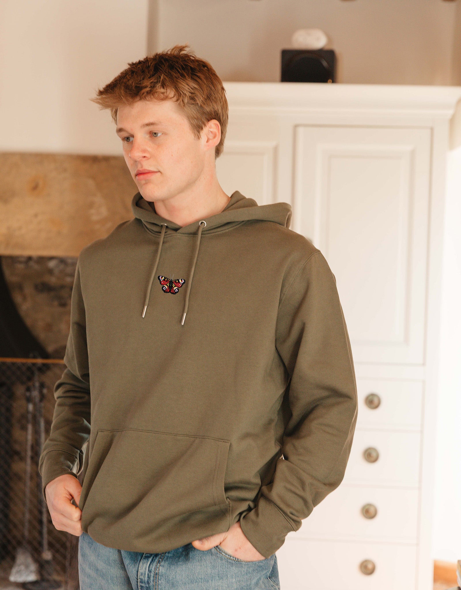 Peacock Butterfly Embroidered Unisex Hoodie