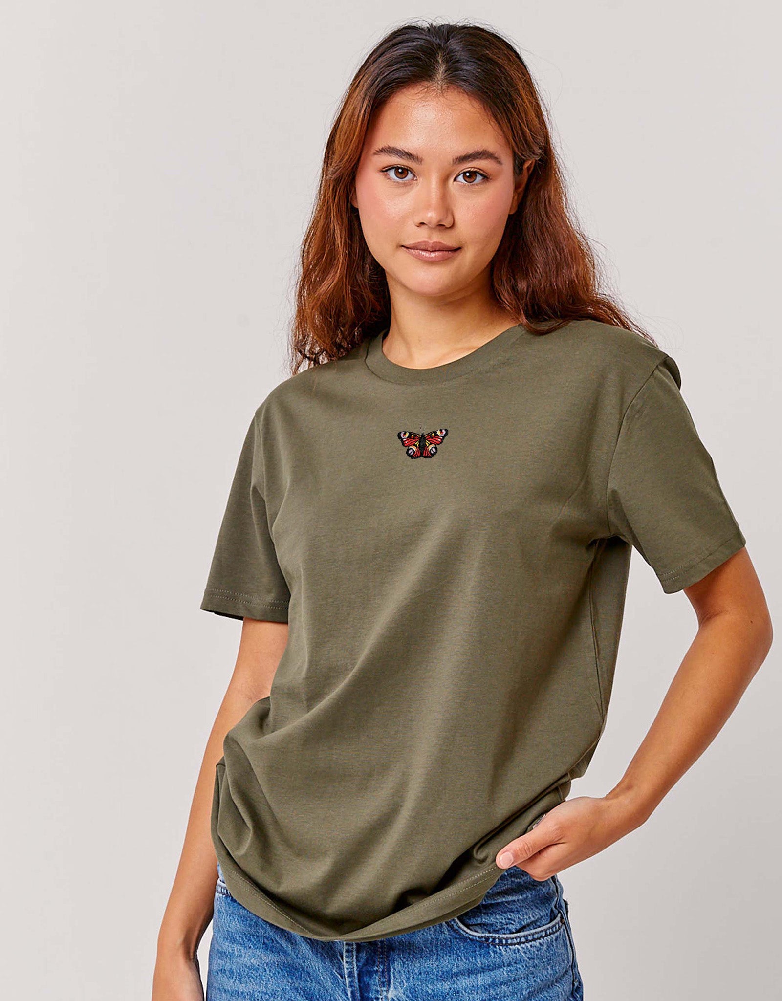 Peacock Butterfly Embroidered Unisex T-Shirt