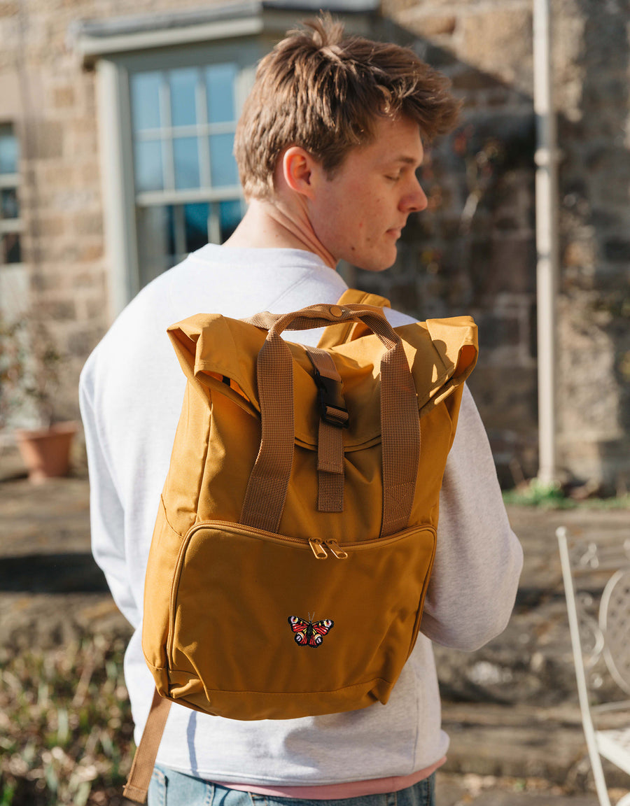 Peacock Butterfly Embroidered Fold-Top Backpack