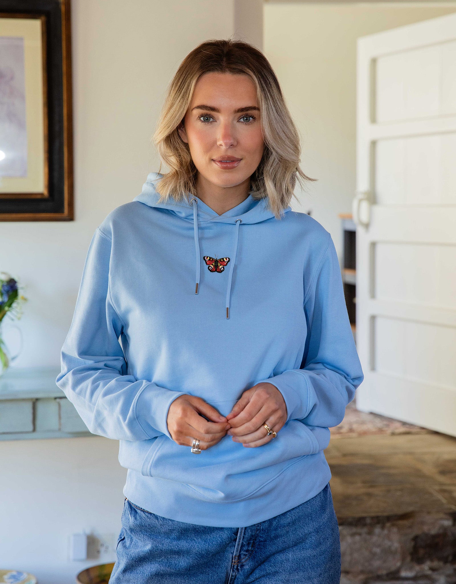 Peacock Butterfly Embroidered Unisex Hoodie