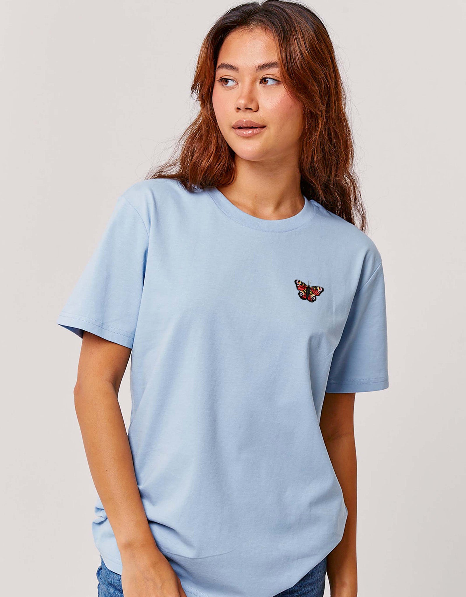 Peacock Butterfly Embroidered Unisex T-Shirt