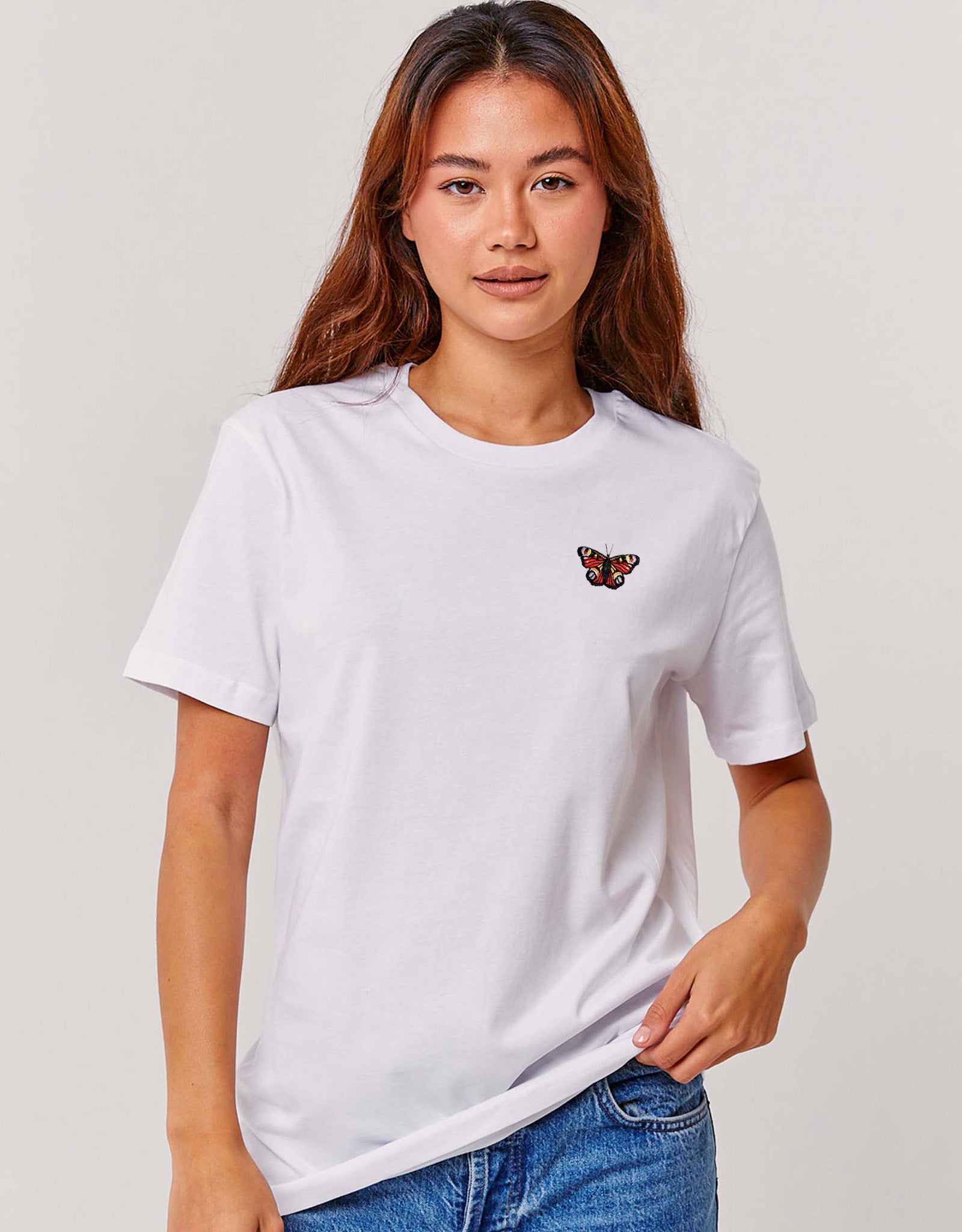 Peacock Butterfly Embroidered Unisex T-Shirt