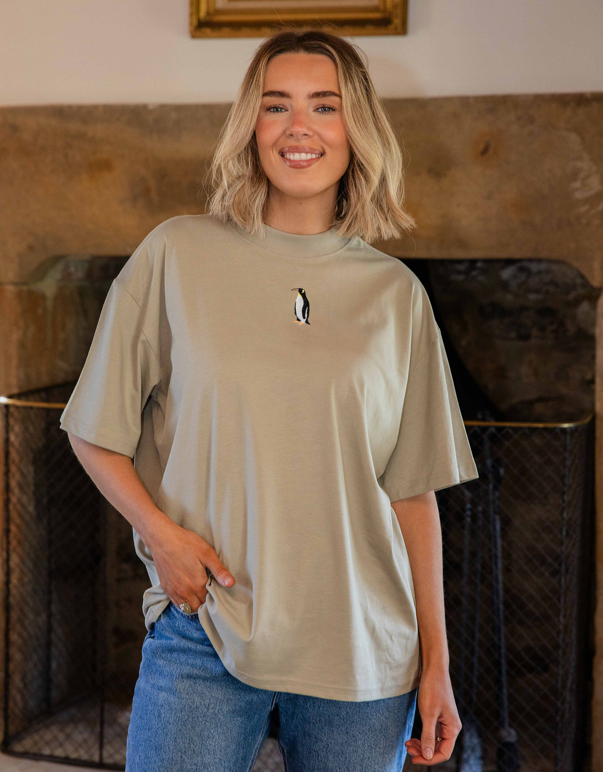 Penguin Embroidered Unisex Oversized Tee