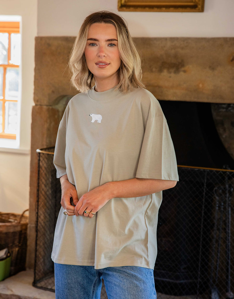 Polar Bear Embroidered Unisex Oversized Tee