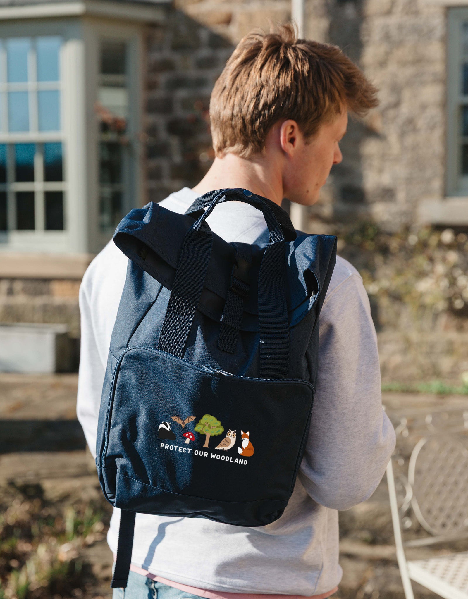 Protect Our Woodland Embroidered Fold-Top Backpack