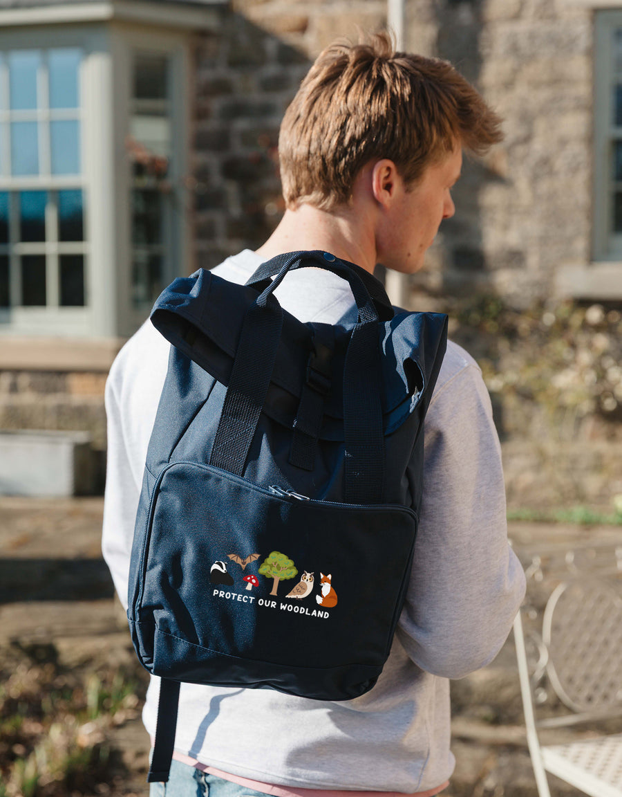 Protect Our Woodland Embroidered Fold-Top Backpack