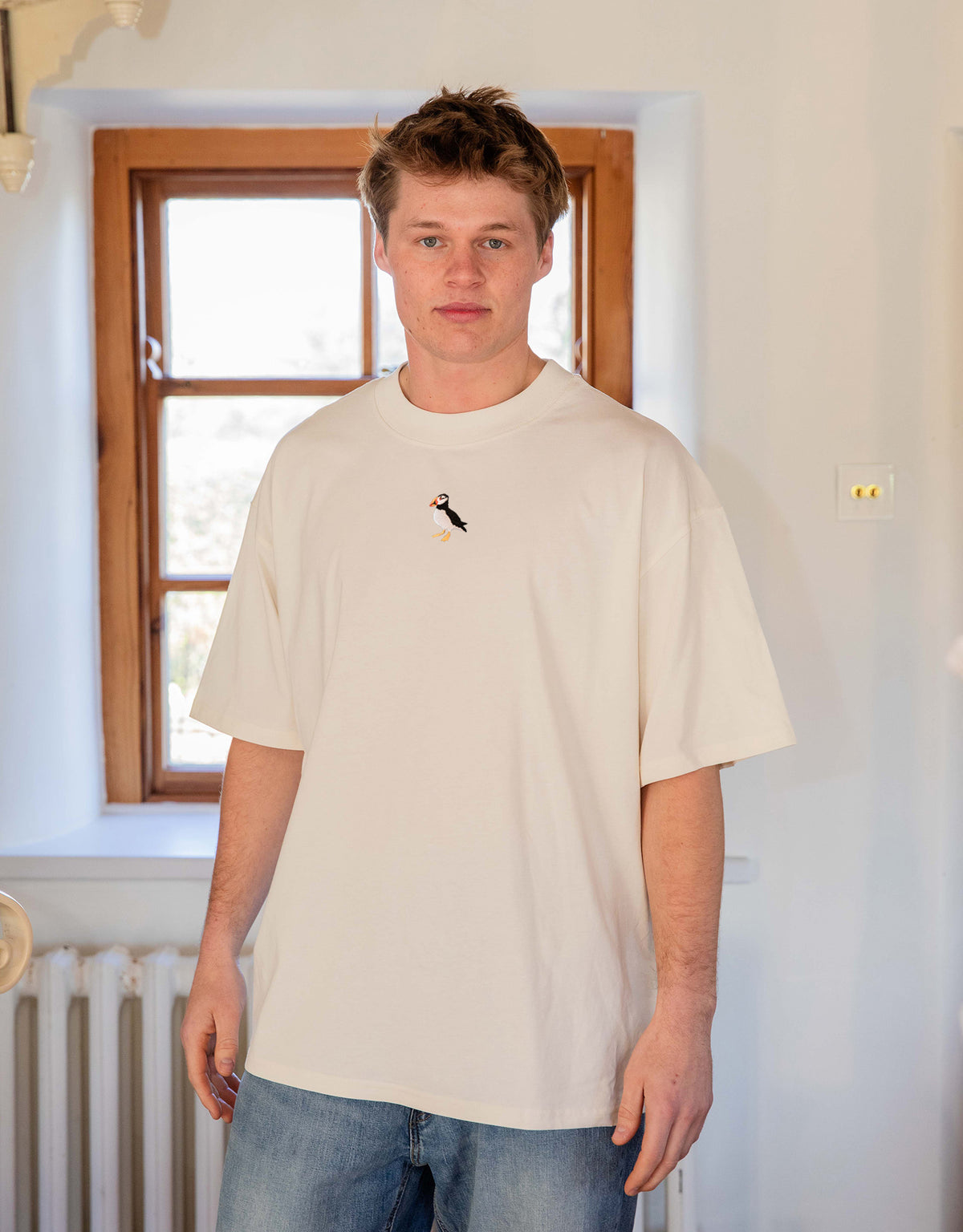 Puffin Embroidered Unisex Oversized Tee