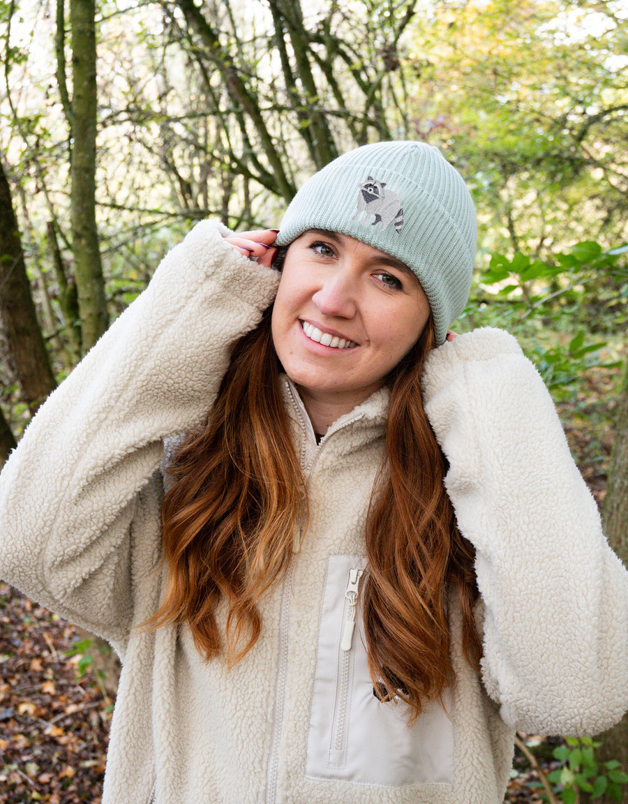 Raccoon Embroidered Beanie