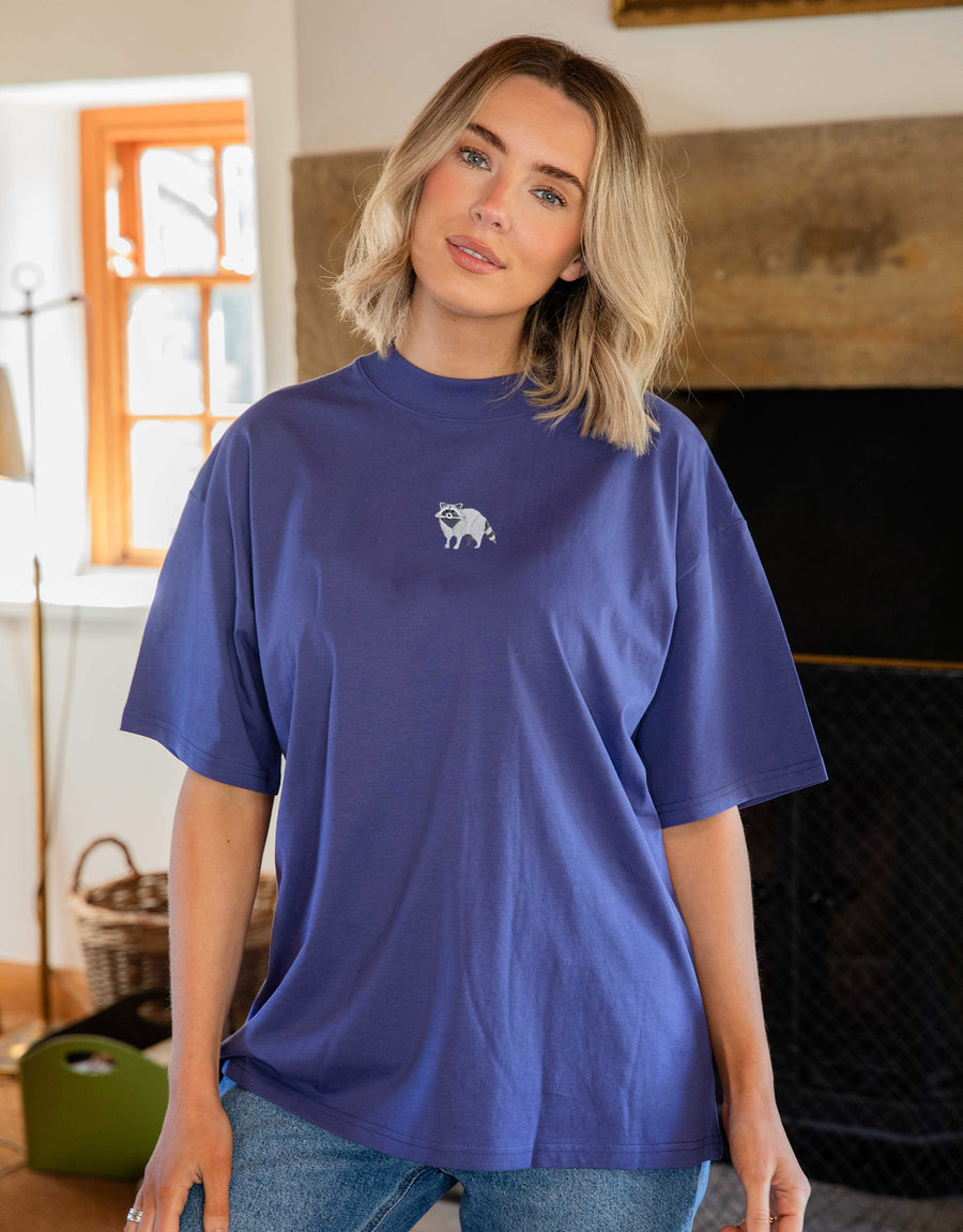 Raccoon Embroidered Unisex Oversized Tee