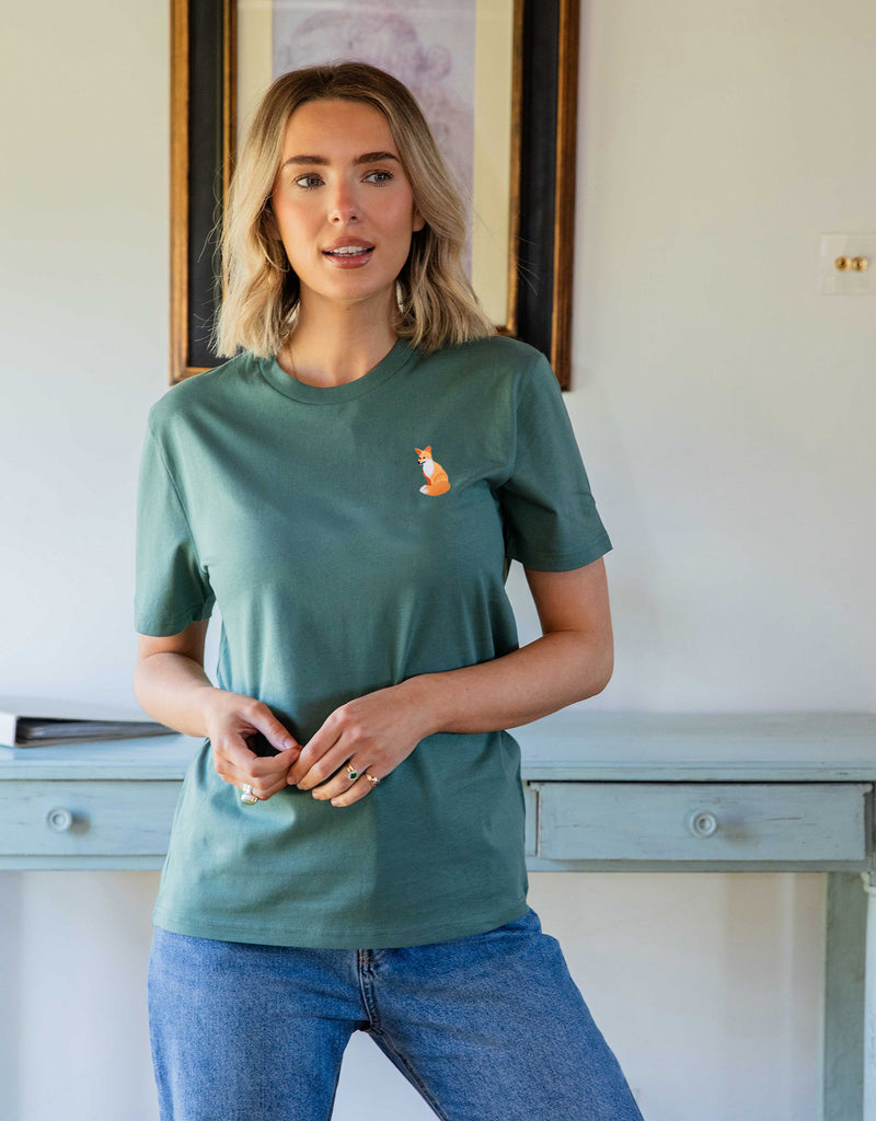 Red Fox Embroidered Unisex T-Shirt