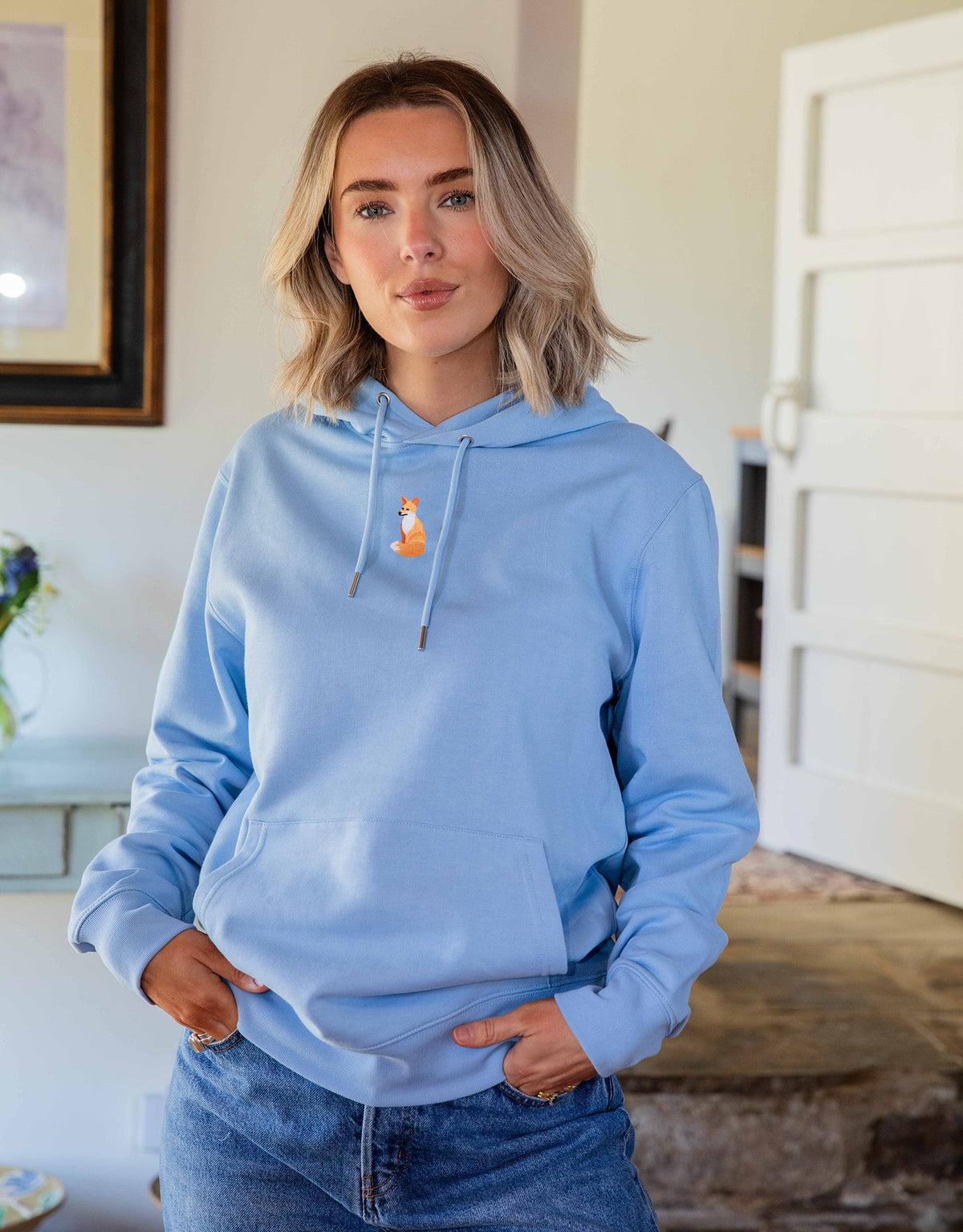 Red Fox Embroidered Unisex Hoodie