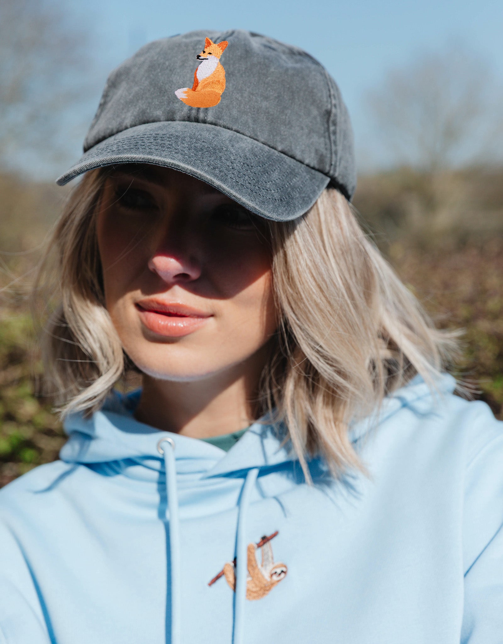 Red Fox Embroidered Vintage Cap