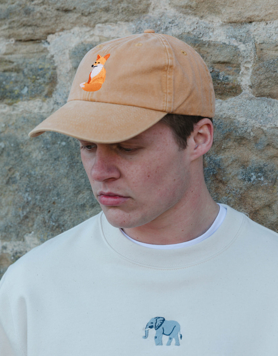 Red Fox Embroidered Vintage Cap