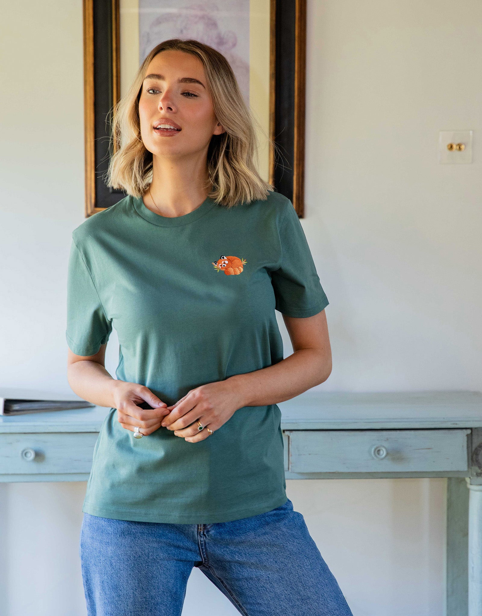 Red Panda Embroidered Unisex T-Shirt