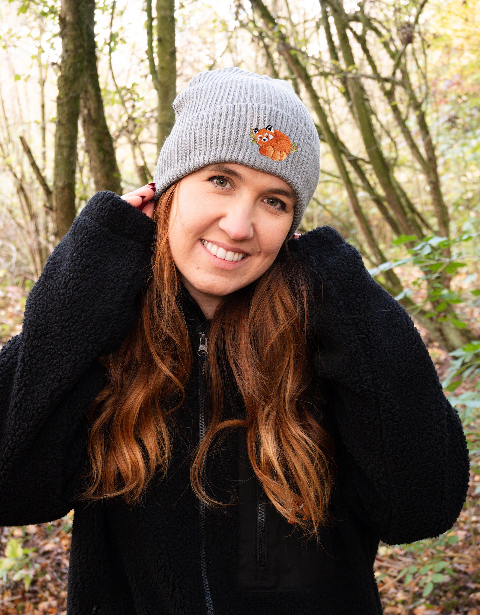 Red Panda Embroidered Beanie