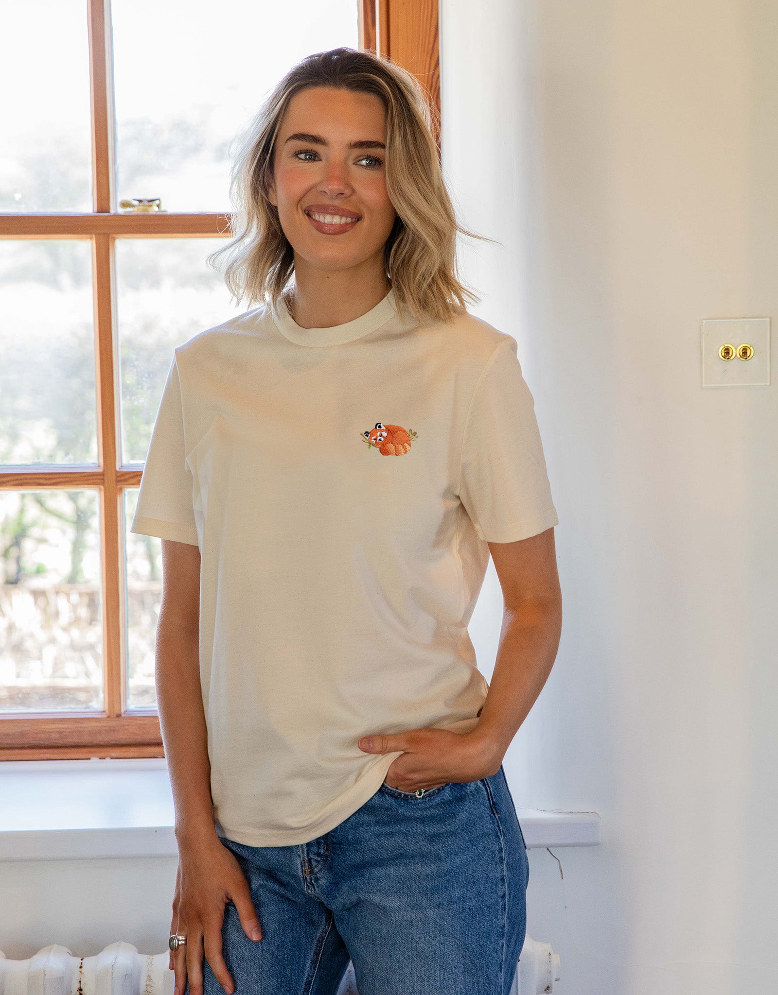 Red Panda Embroidered Unisex T-Shirt