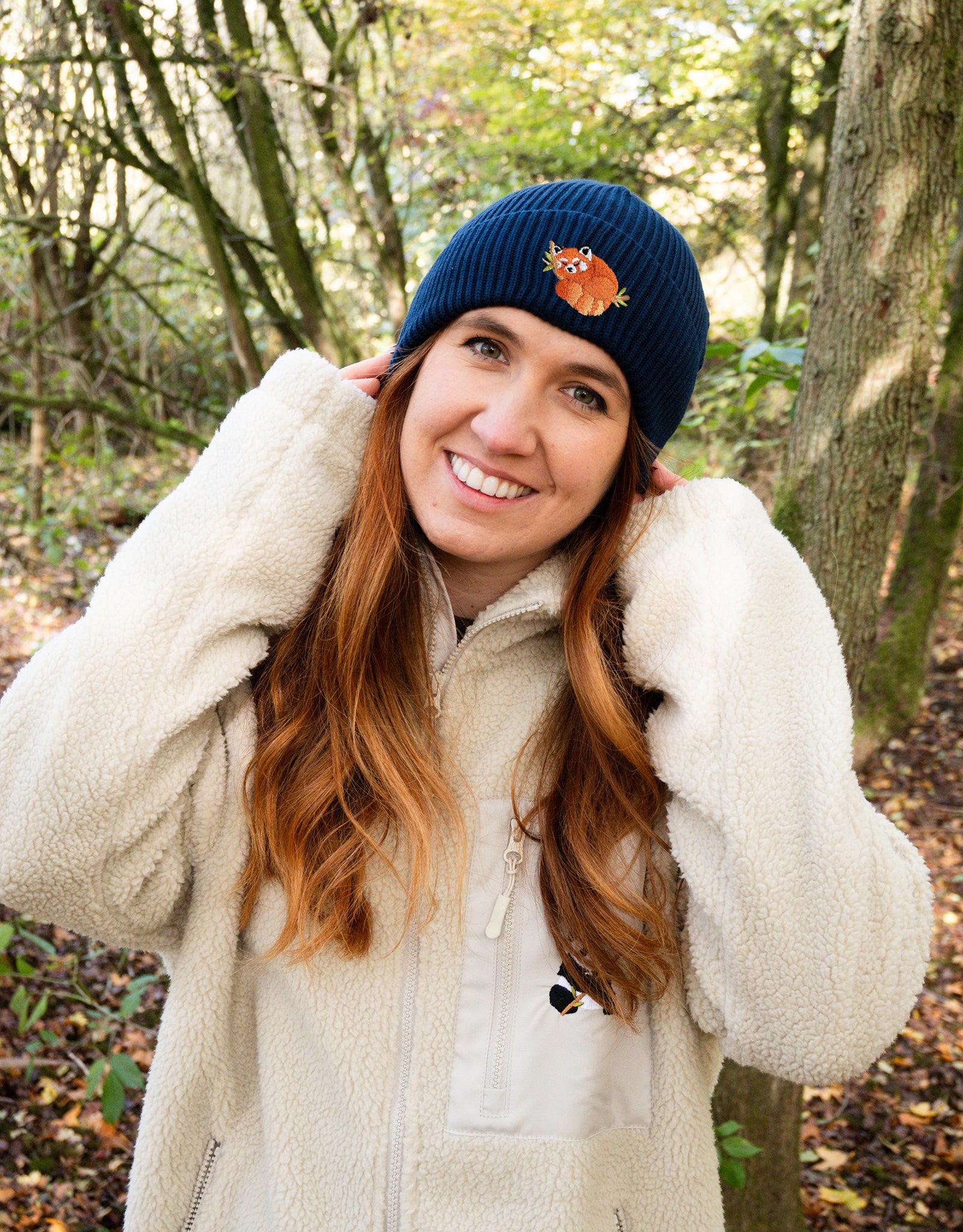 Red Panda Embroidered Beanie
