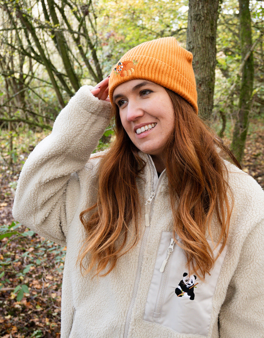 Red Panda Embroidered Beanie