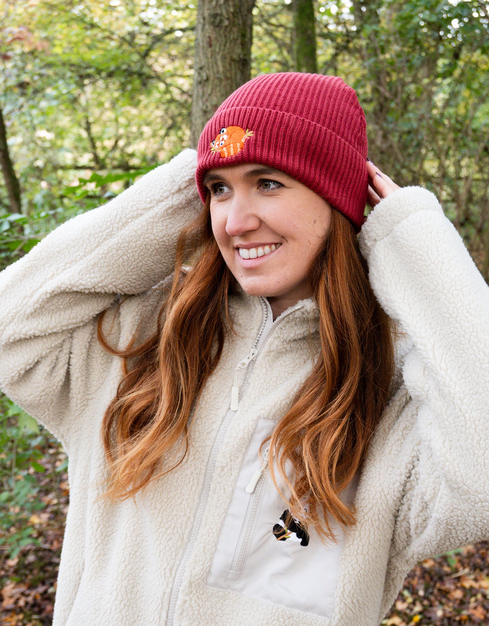 Red Panda Embroidered Beanie