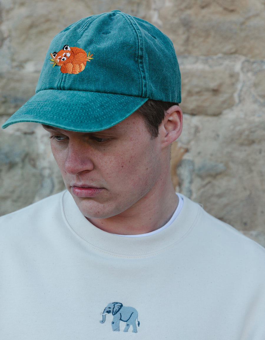 Red Panda Embroidered Vintage Cap