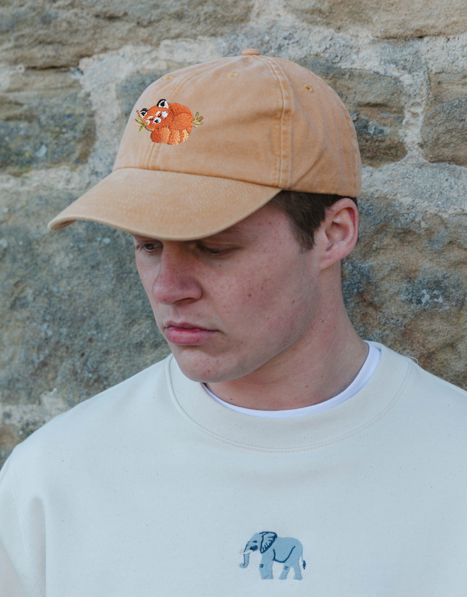 Red Panda Embroidered Vintage Cap