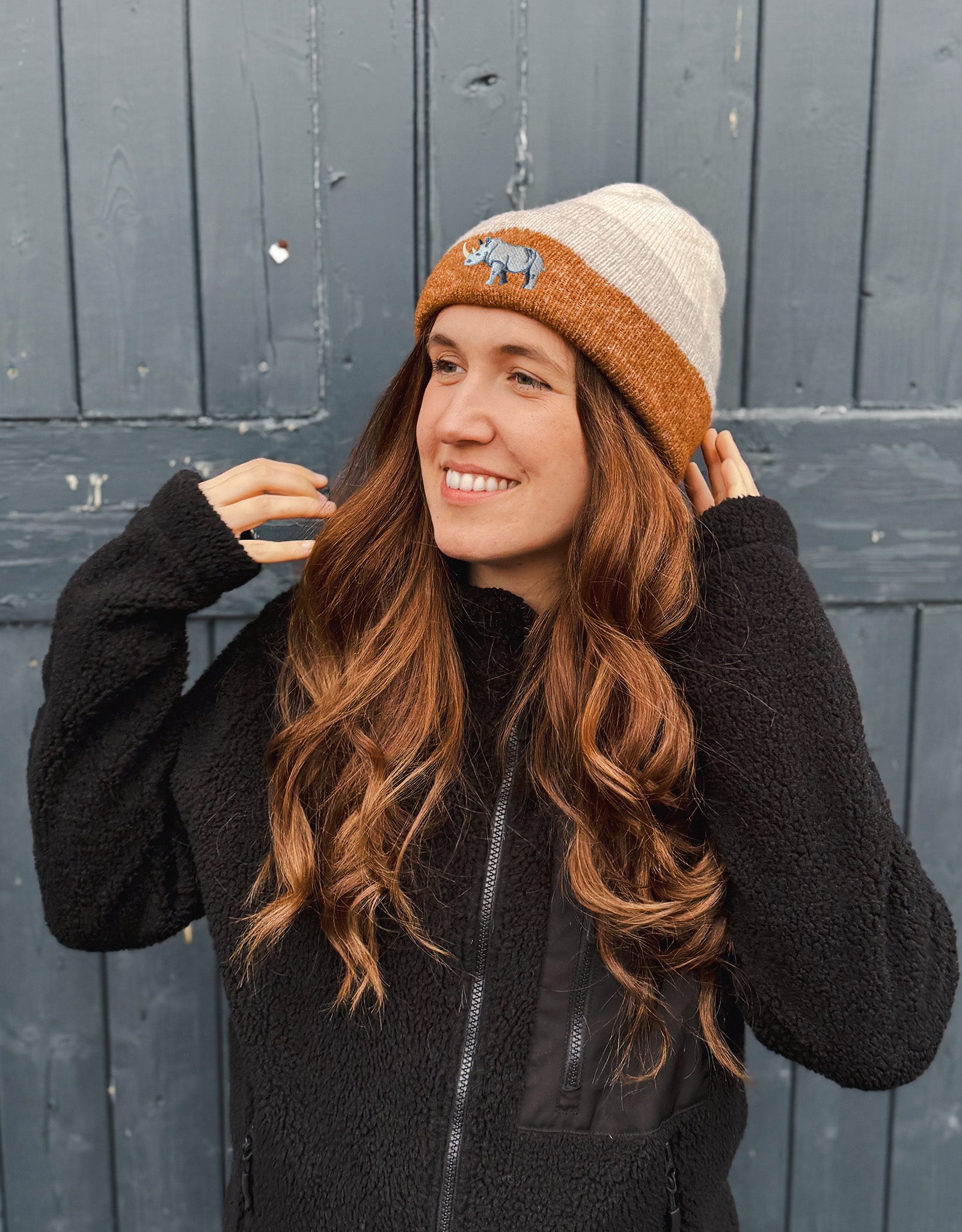 Rhino Embroidered Tonal Beanie