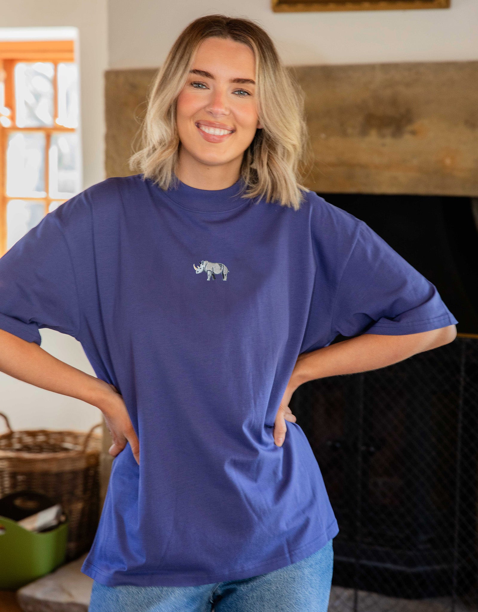 Rhino Embroidered Unisex Oversized Tee