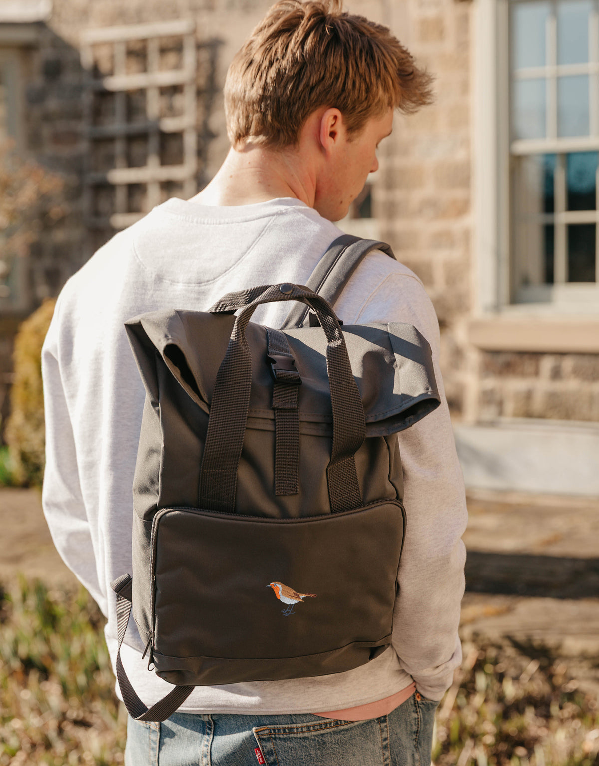 Robin Embroidered Fold-Top Backpack