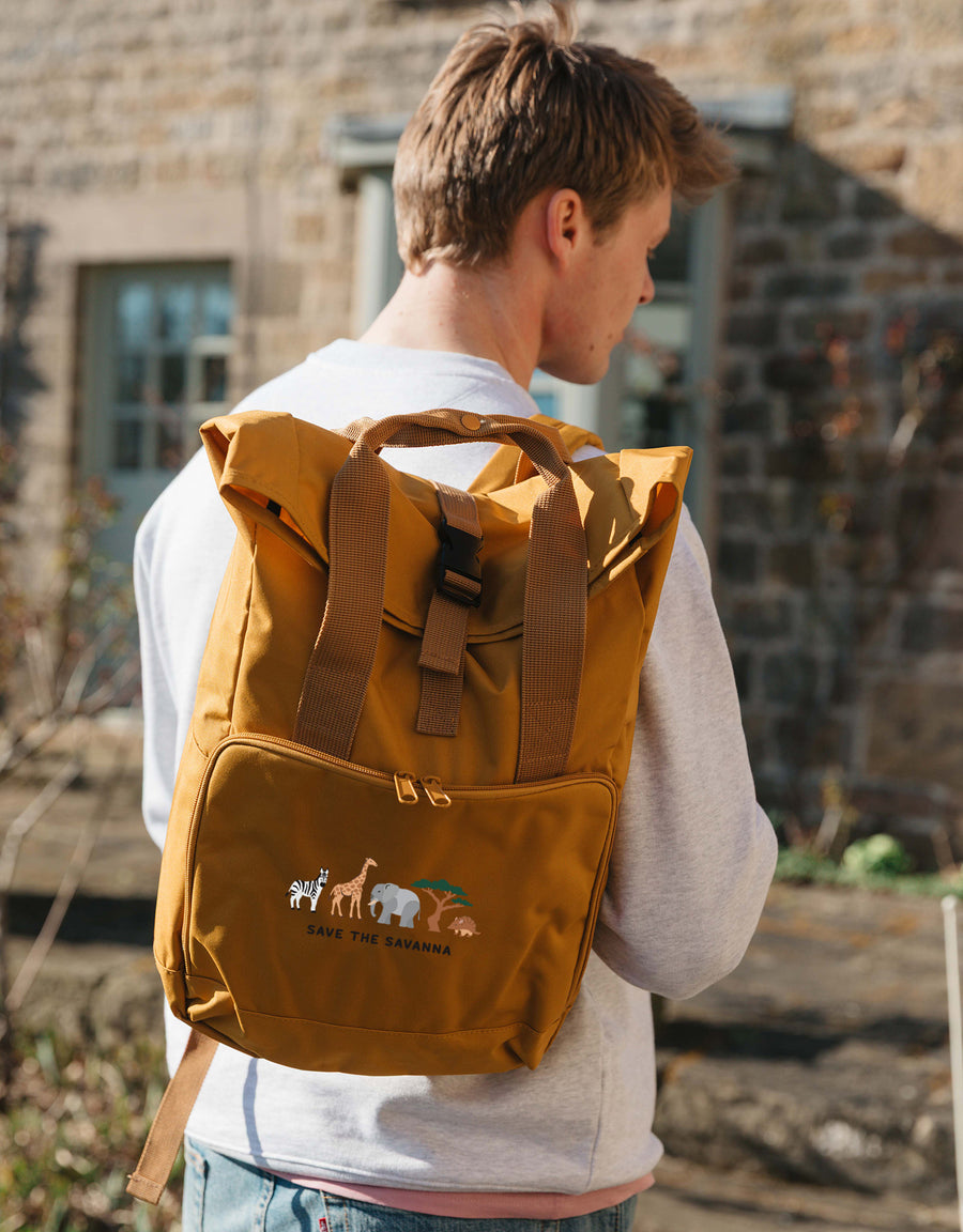 Save The Savanna Embroidered Fold-Top Backpack
