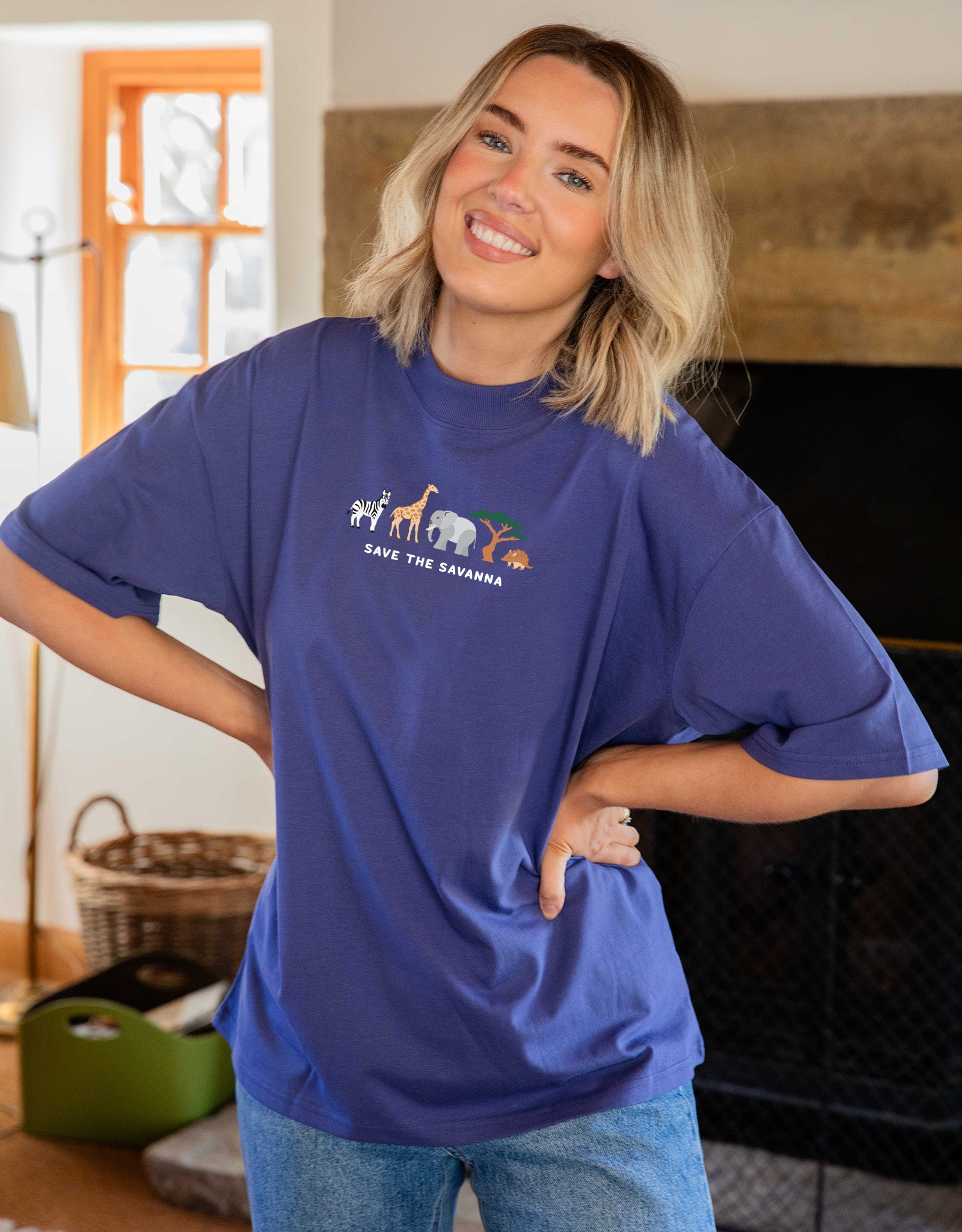 Save The Savanna Embroidered Unisex Oversized Tee