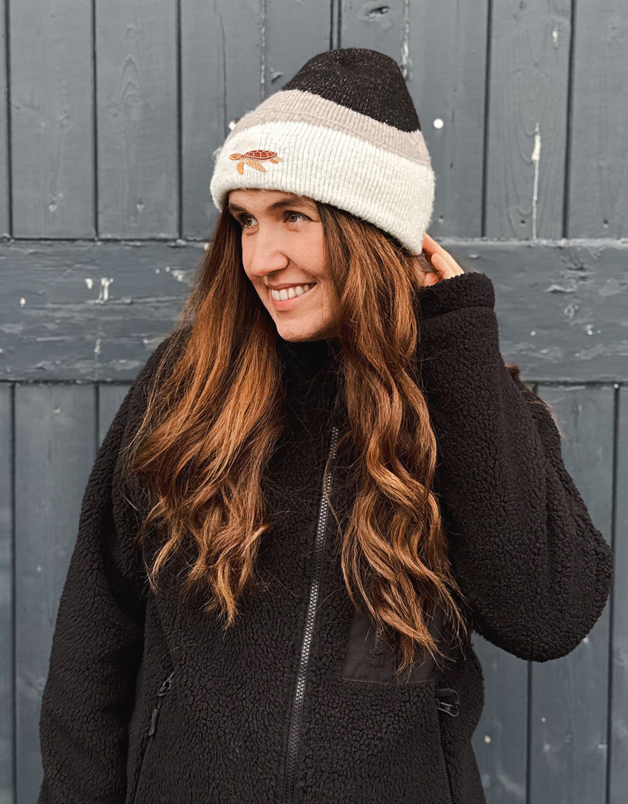 Sea Turtle Embroidered Tonal Beanie